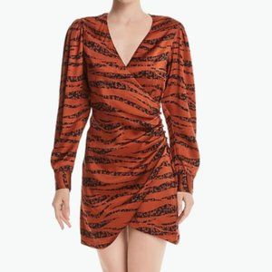 ANINE BING PENELOPE SILK ZEBRA COCKTAIL DRESS